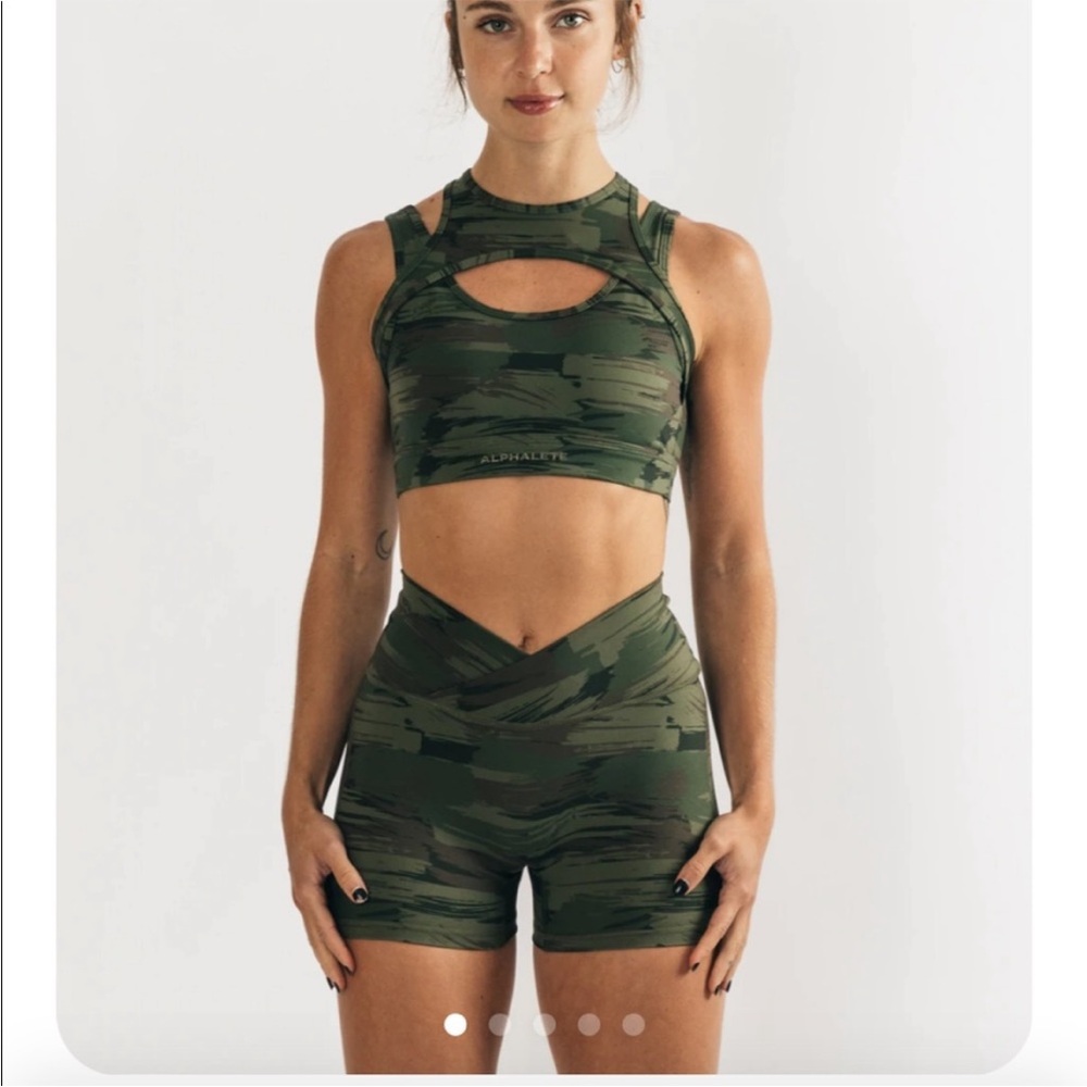 Alphalete Green Camo Cutout Sports Bra